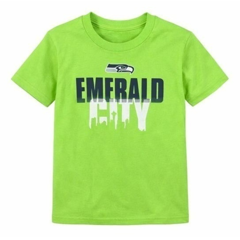 Seattle Seahawks Emerald City T Shirt Green NFL Football Youth Size Small NWT
